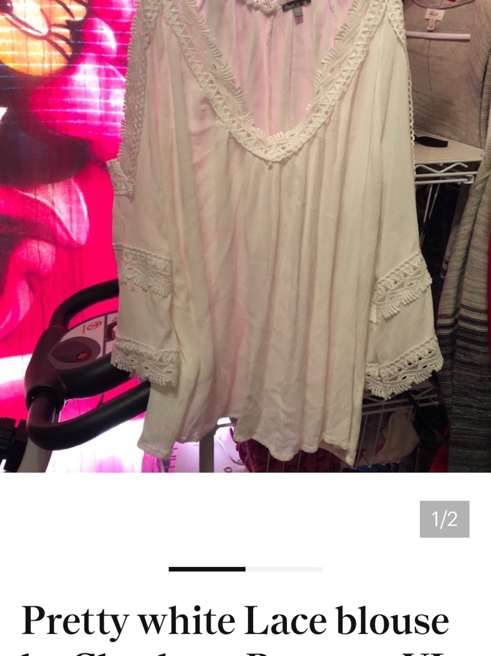Charlotte Russe Cream Lace V-Neck Boho Peasant Top